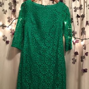 Green Lace Overlay Dress